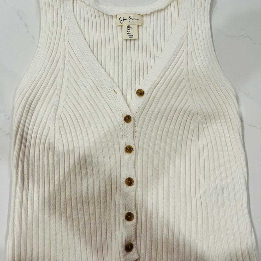 Jessica Simpson Cream Ribbed Tank Top